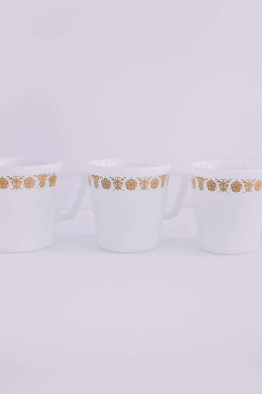 Autumn Floral Pyrex Milkglass Mugs