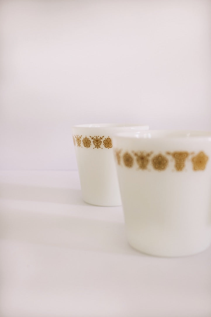 Autumn Floral Pyrex Milkglass Mugs